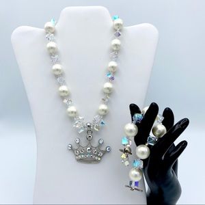 Crown Aurora Borealis Crystal Bracelet & Necklace
